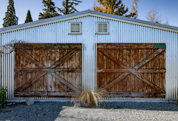A Garage Door That Is Crooked